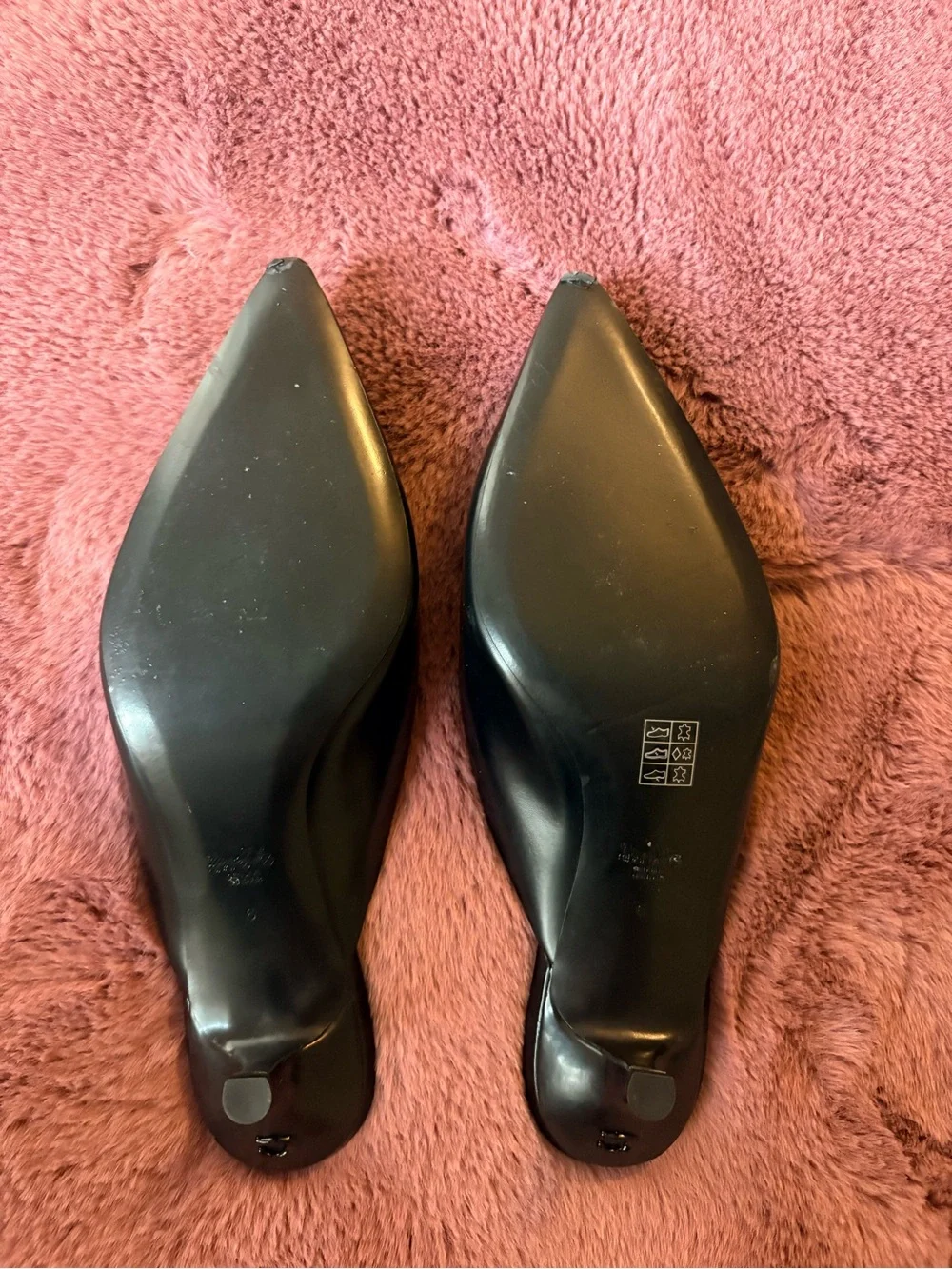 Coach Black Pointed-Toe Mules with Red Cherry Details